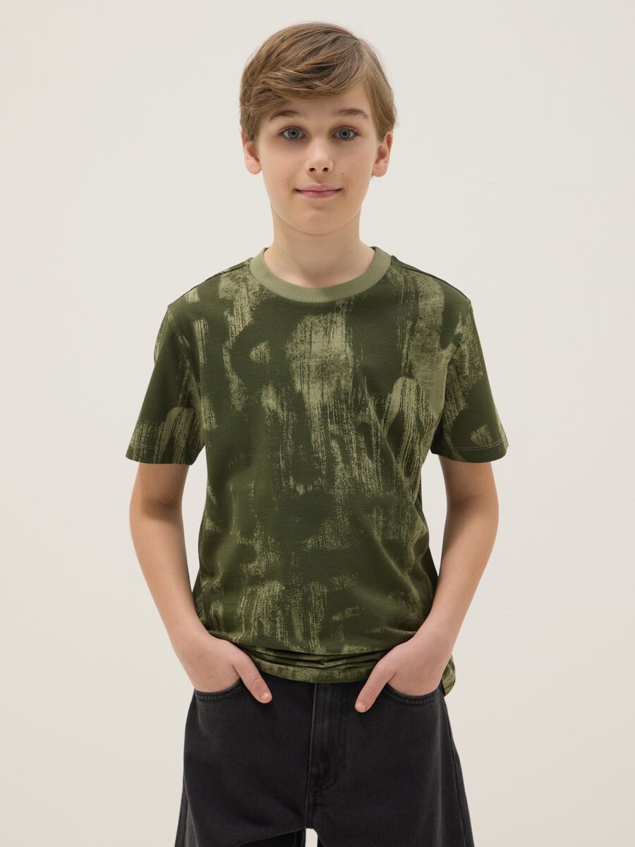 Boys' Green Pure Cotton Regular Fit T-Shirt with Prints_0