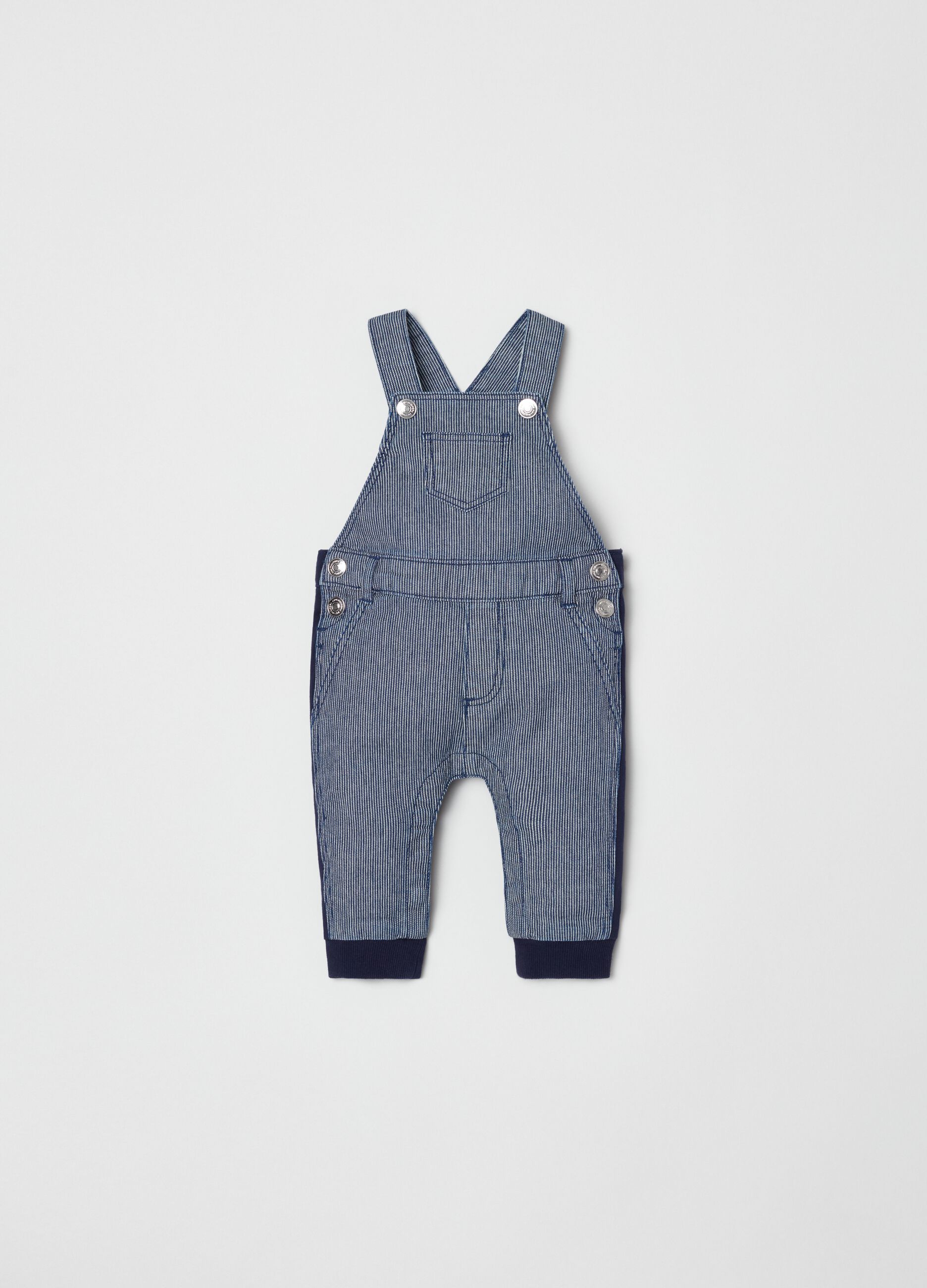 Dungarees with striped weave