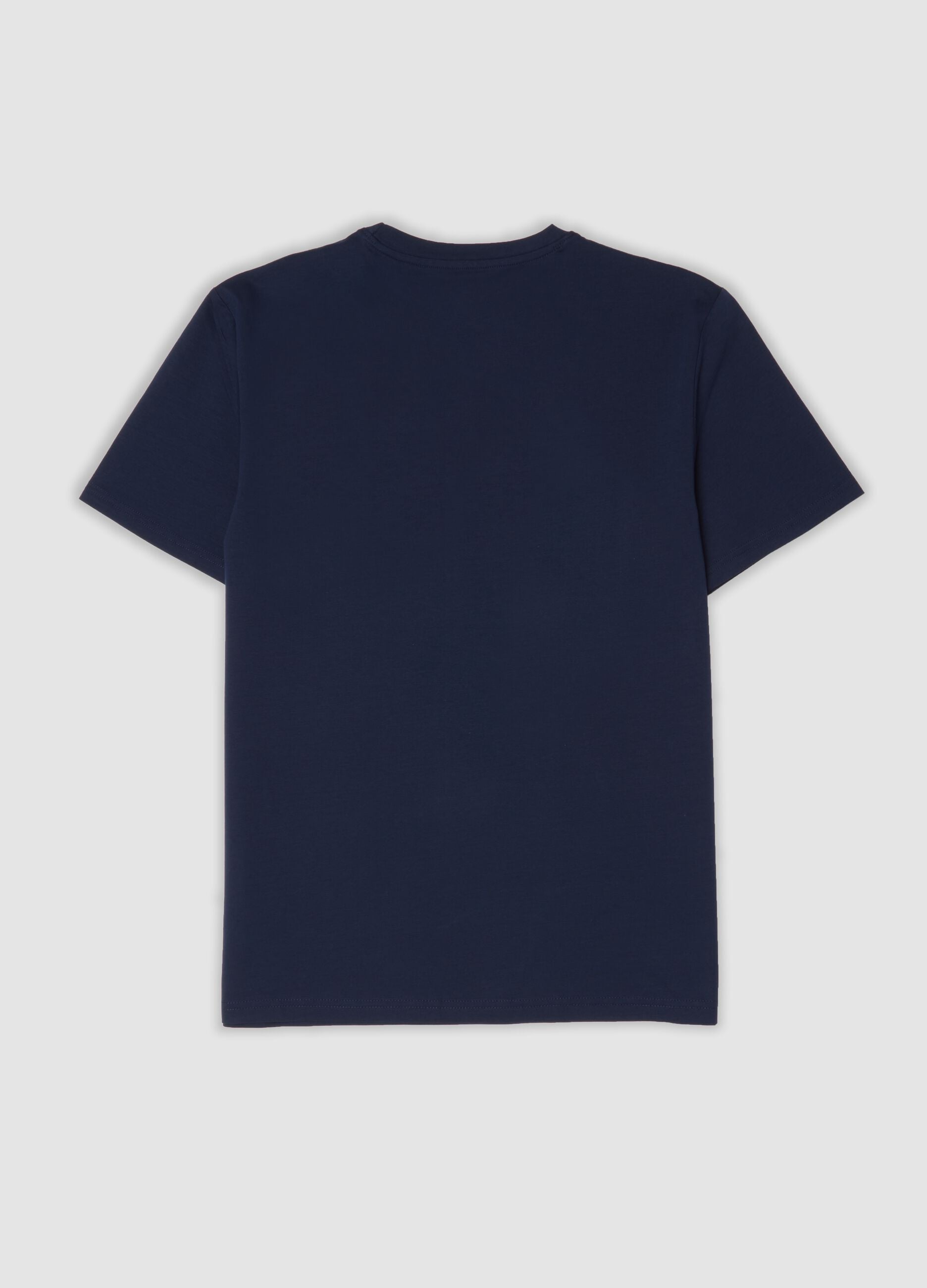 Blue crew-neck T-shirt in pure mercerised cotton
