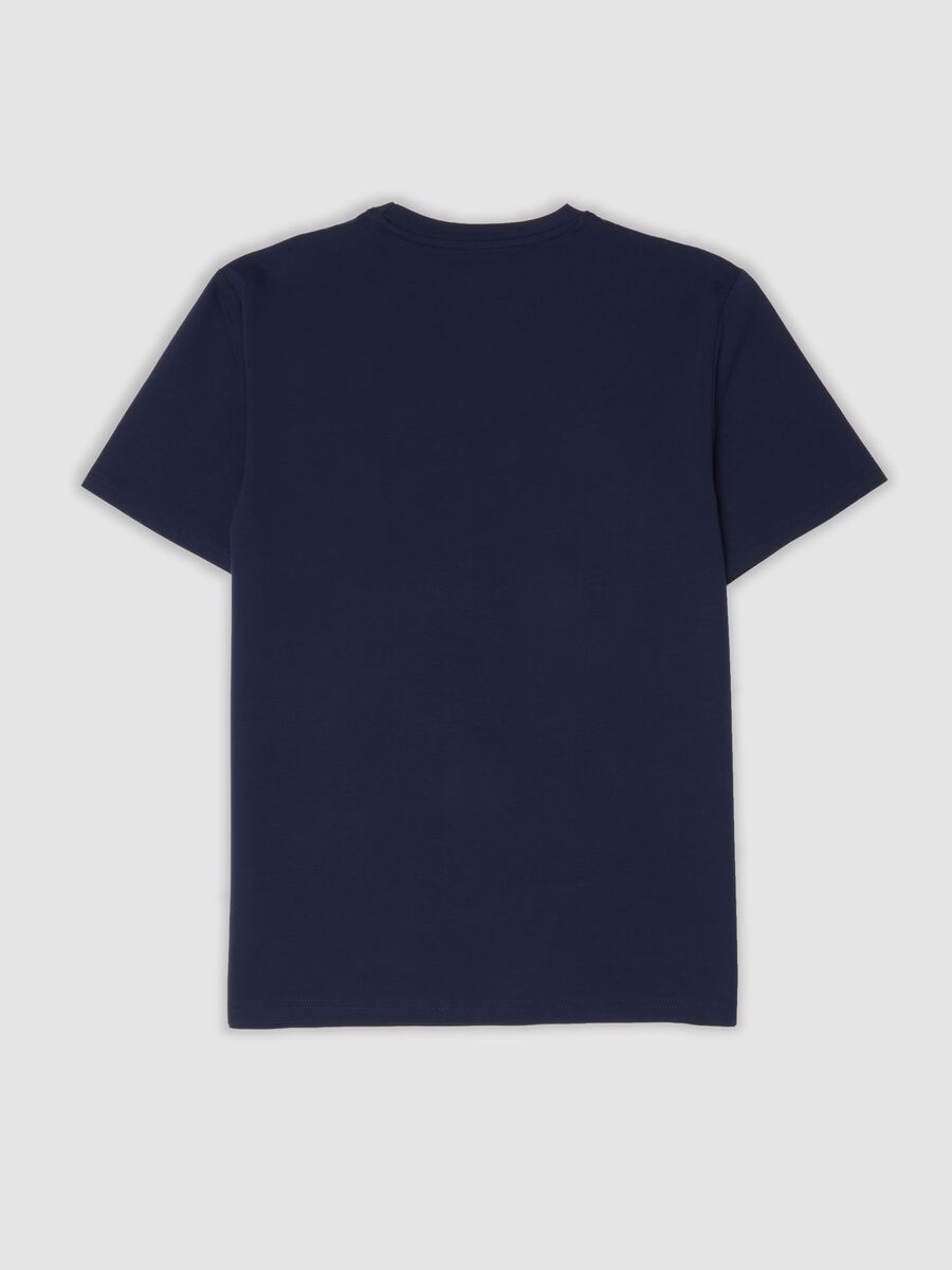 Blue crew-neck T-shirt in pure mercerised cotton_2