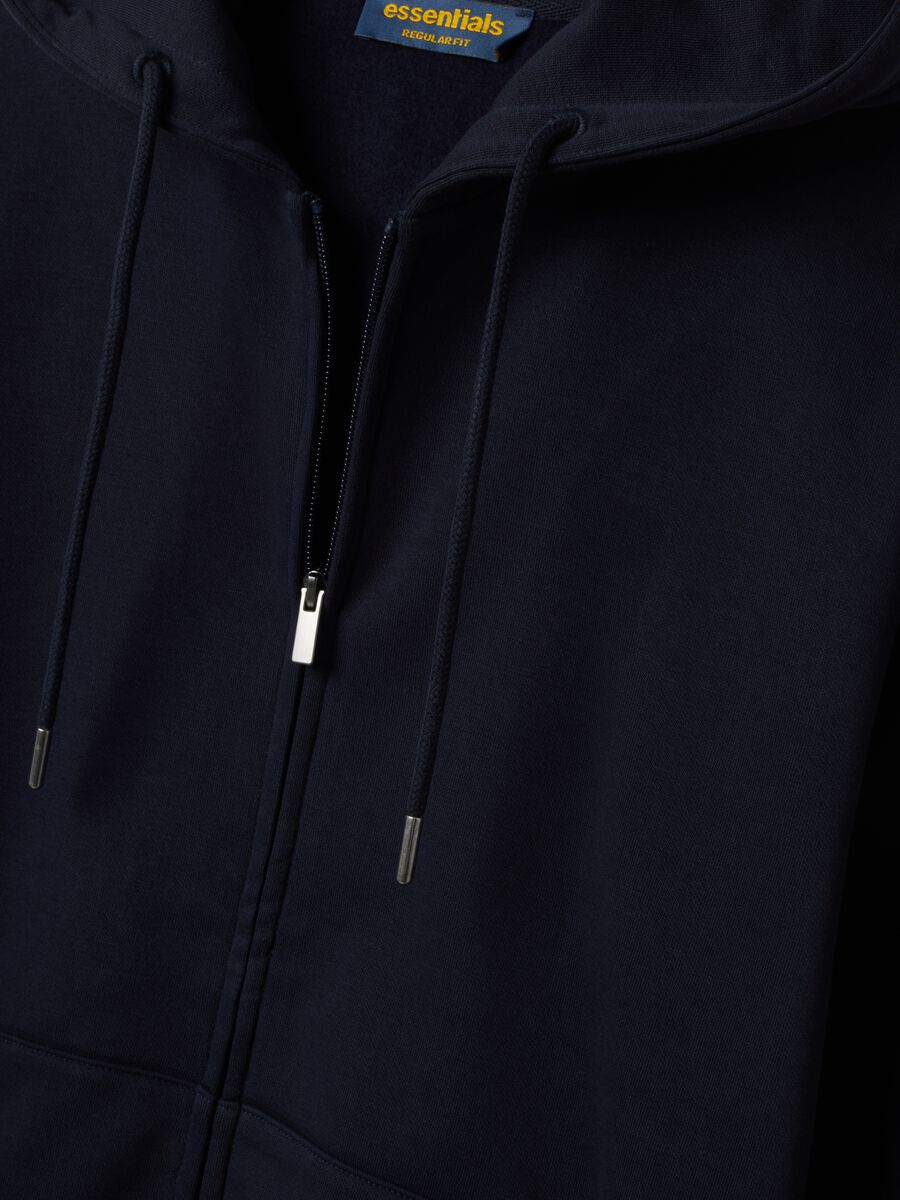 Blue cotton-blend sweatshirt with crew neck and hood_1