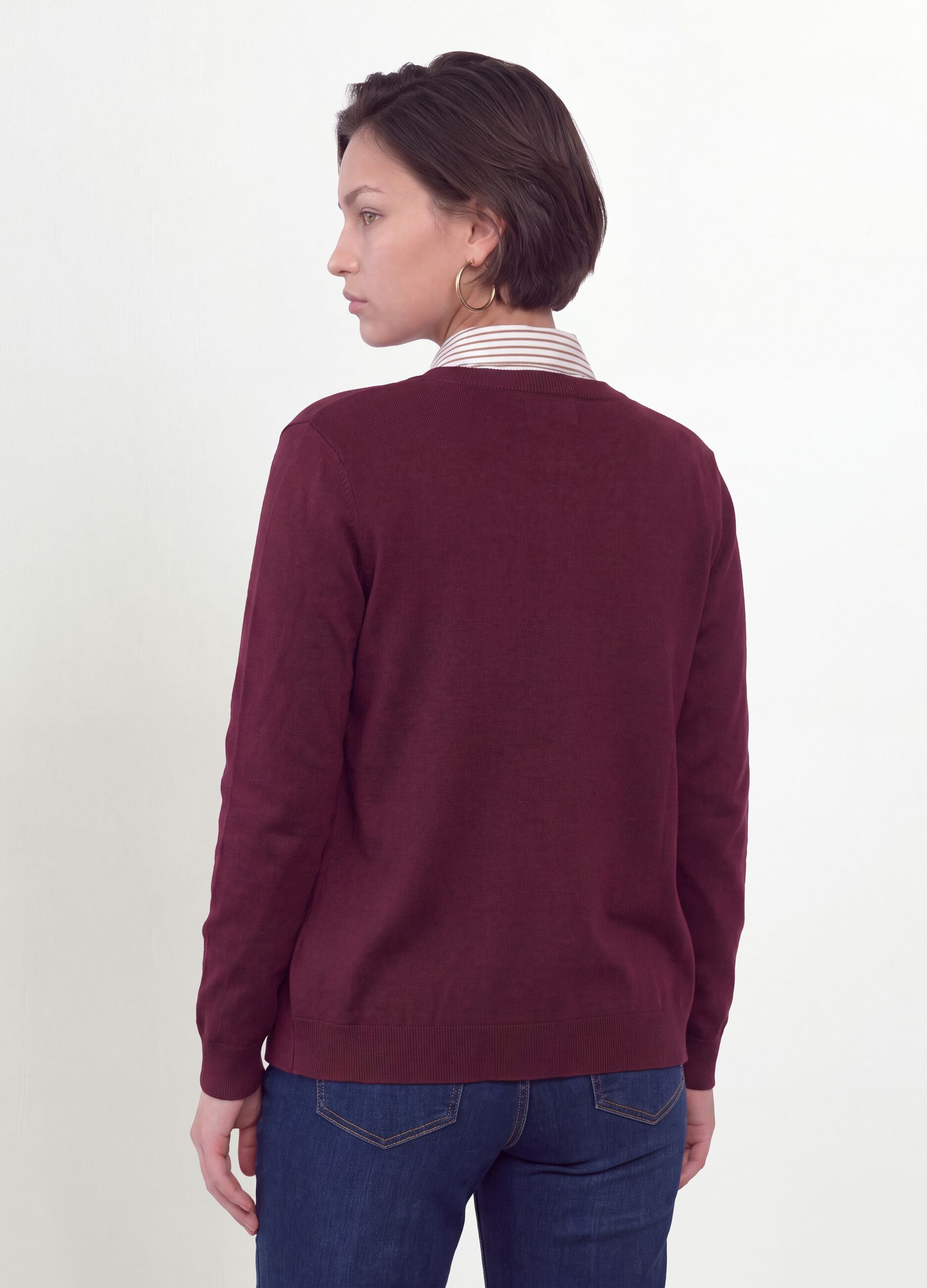 Cardigan rouge en m&eacute;lange de viscose avec boutons, coupe regular