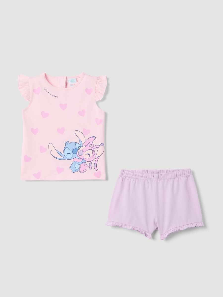Multicolour pure cotton pyjamas for baby girls, regular fit with Stitch_0