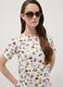 Camiseta blanca de algod&oacute;n el&aacute;stico con estampado floral, corte regular_2