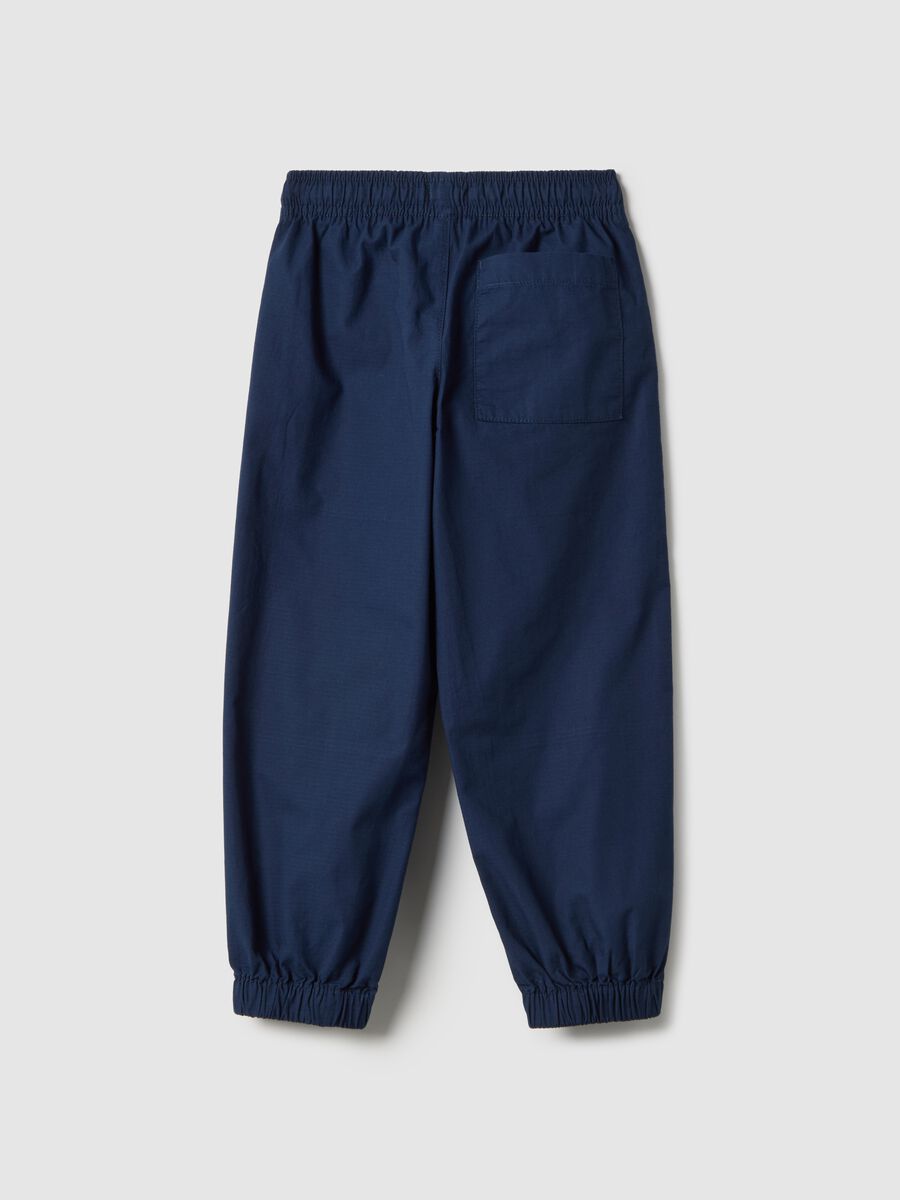 Children's Regular Fit Blue Cotton Jogger Trousers_1