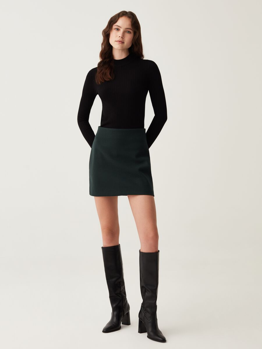 Cloth miniskirt with high waist_0