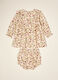 Beige pure viscose floral set with crew neck_1
