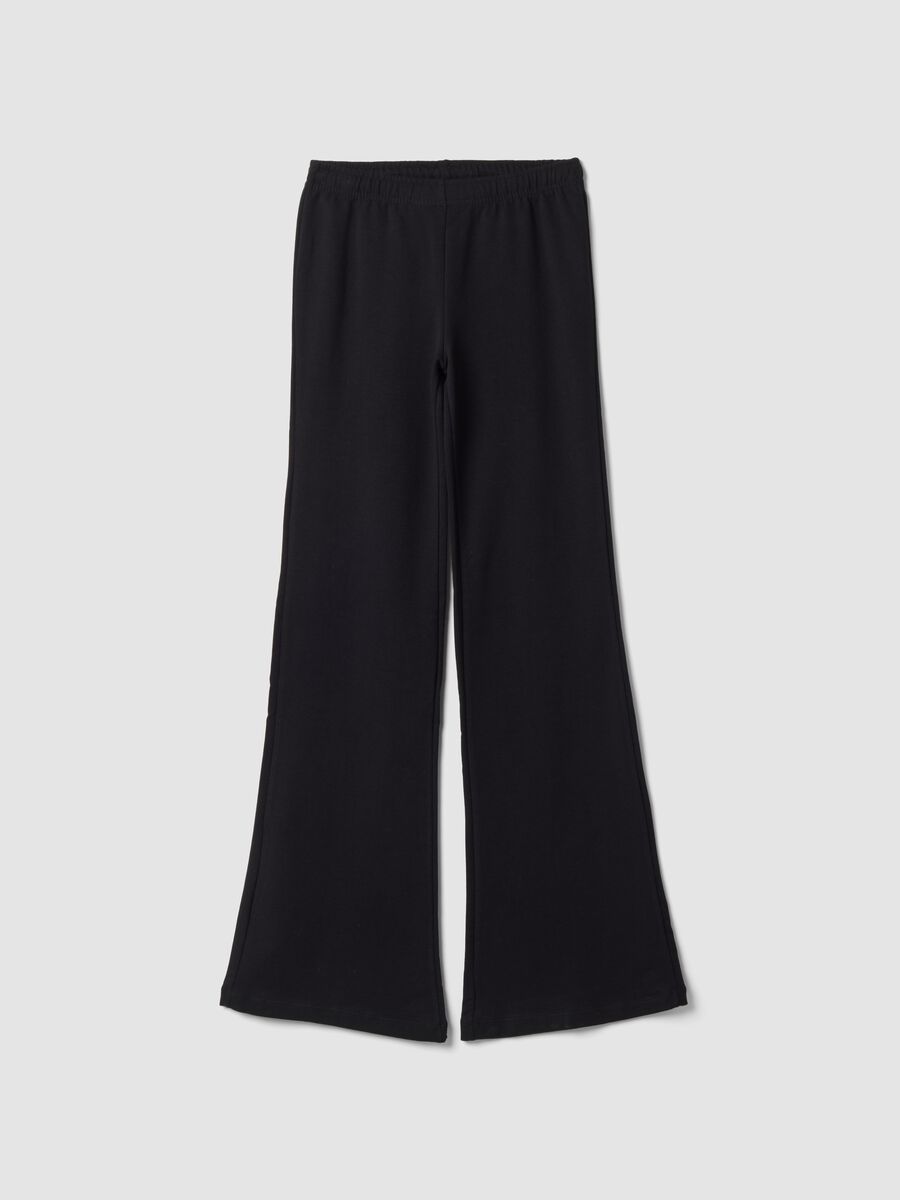 Schwarze Flare-Jogger aus reiner Baumwolle_0