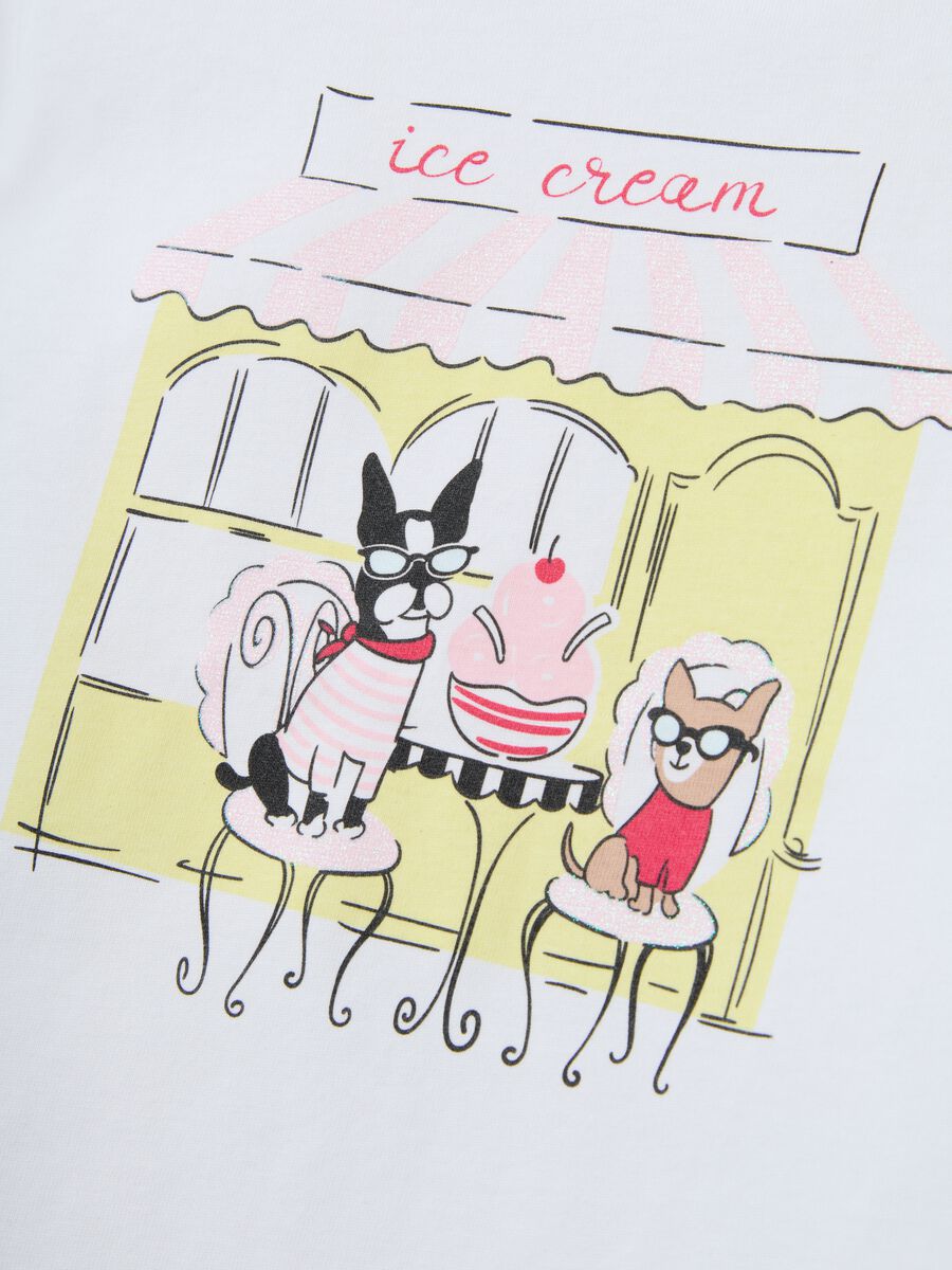 White pure cotton regular fit t-shirt with print for girls_3