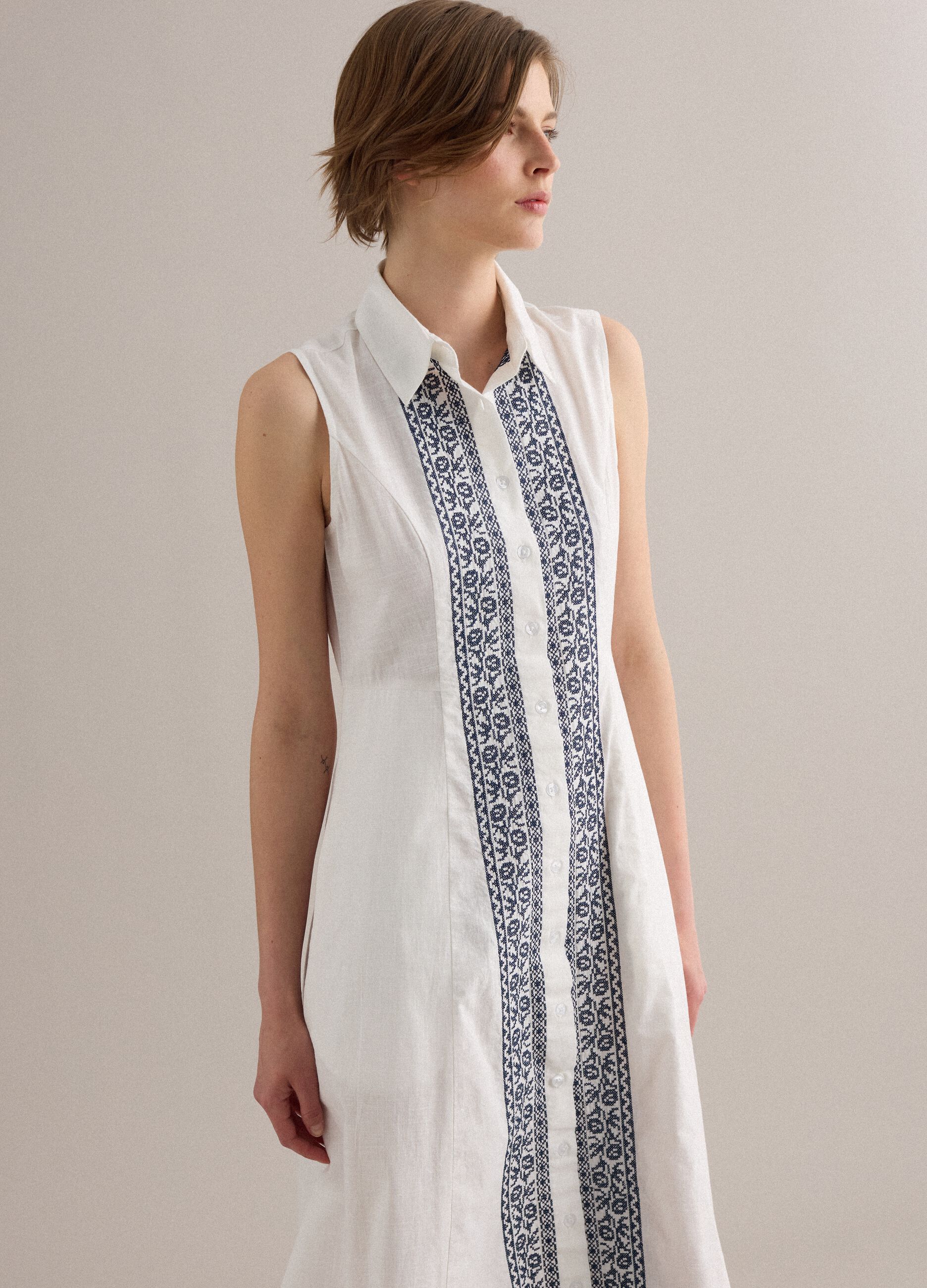White pure cotton shirt dress