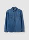 Blue denim regular fit pure cotton shirt with pockets_4