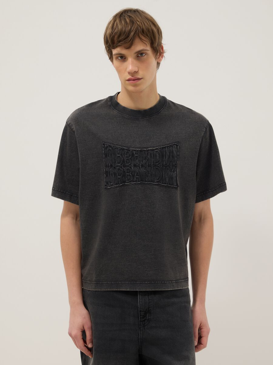 Black pure cotton regular fit top with buttons_0