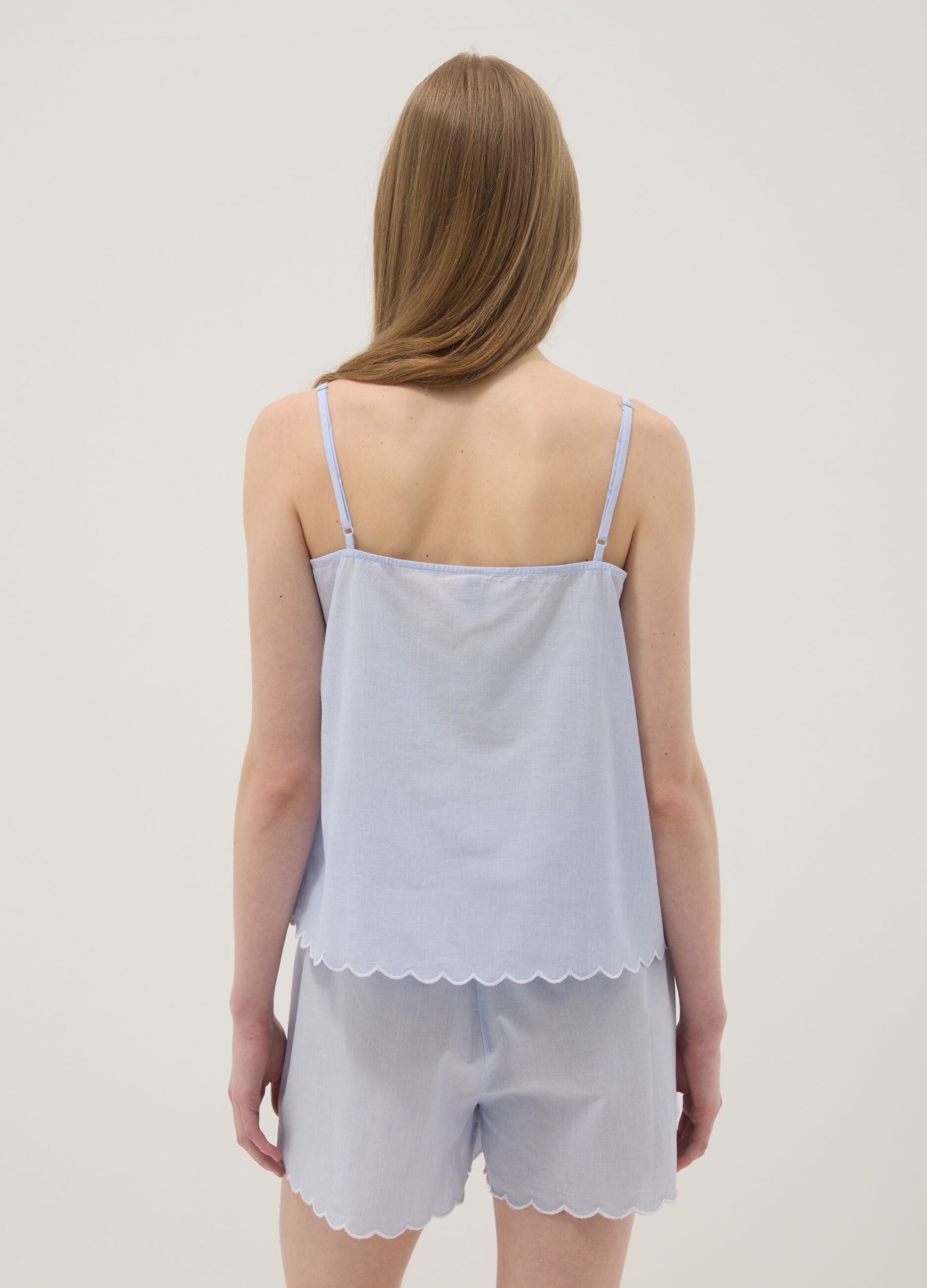 Light blue pure cotton camisole pyjama top