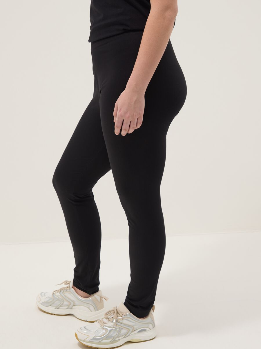 Schwarze Skinny-Fit-Leggings aus Stretch-Baumwolle_3