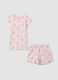 Girls' regular fit short pink cotton pyjamas with strawberries_0