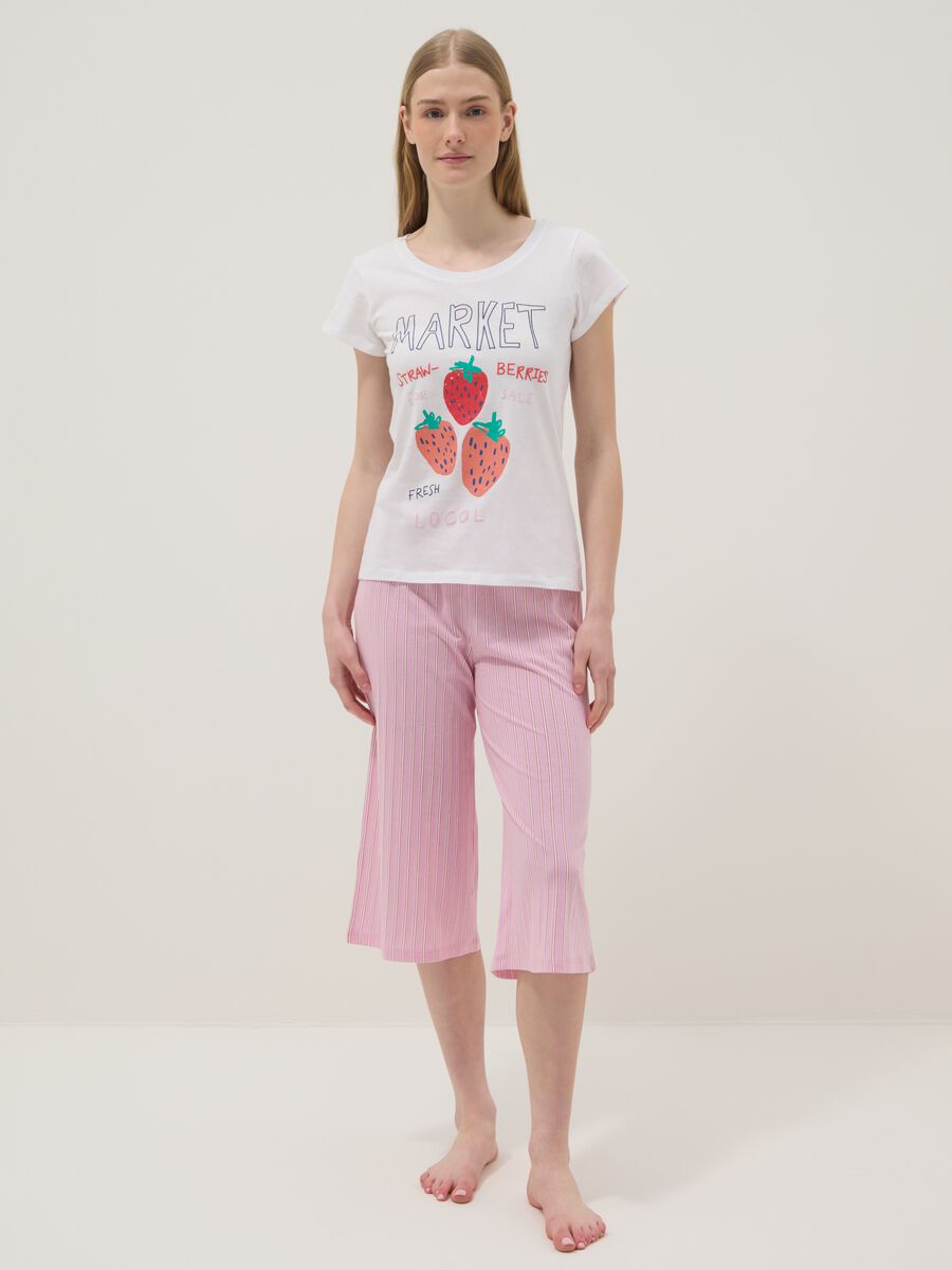 Pink striped pure cotton pyjama shorts - regular fit_0