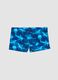 Blaue Stretch-Badeboxershorts mit Haiprint_0