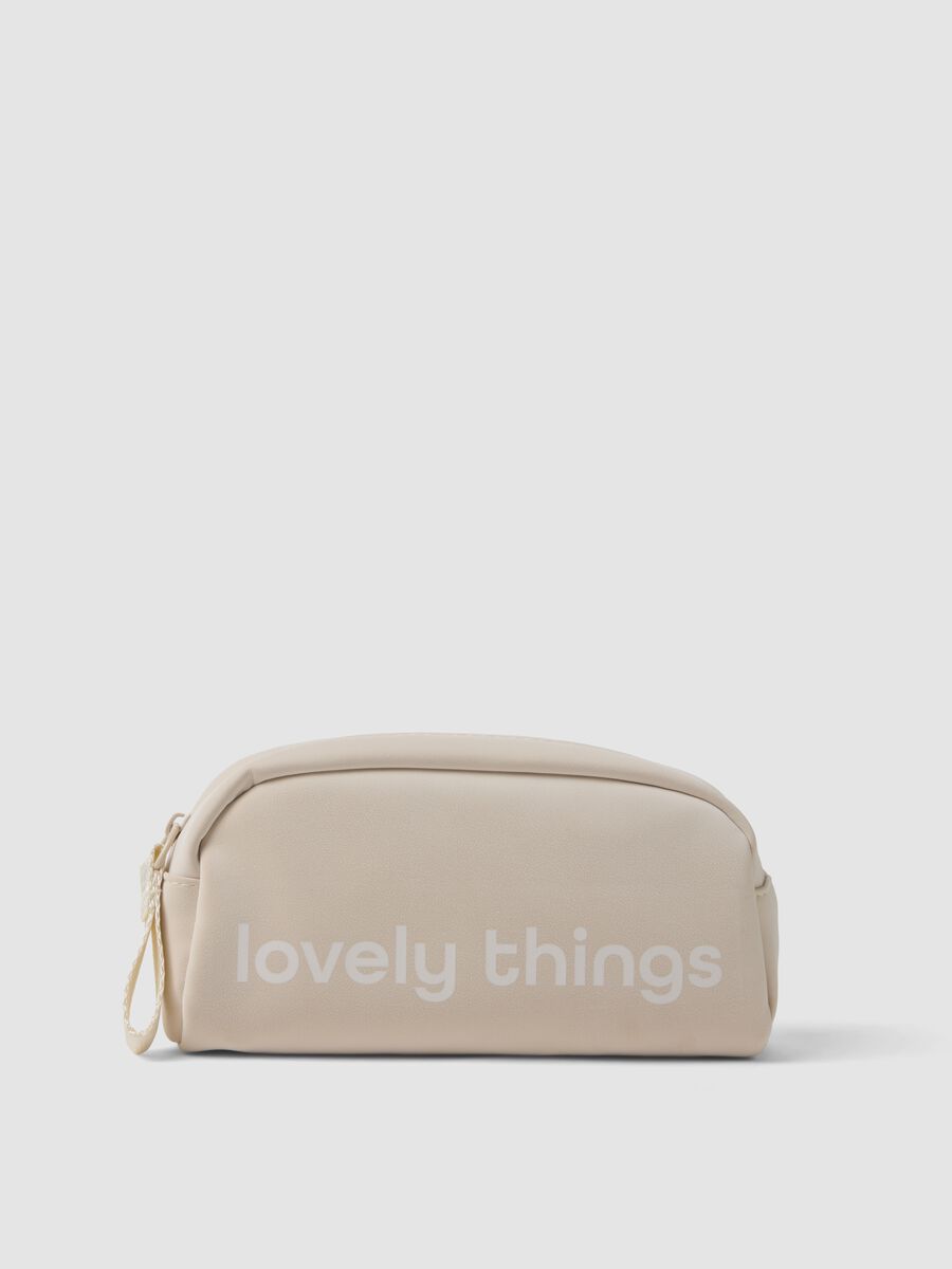 Beige Beautycase mit Reissverschluss und Handschlaufe_0