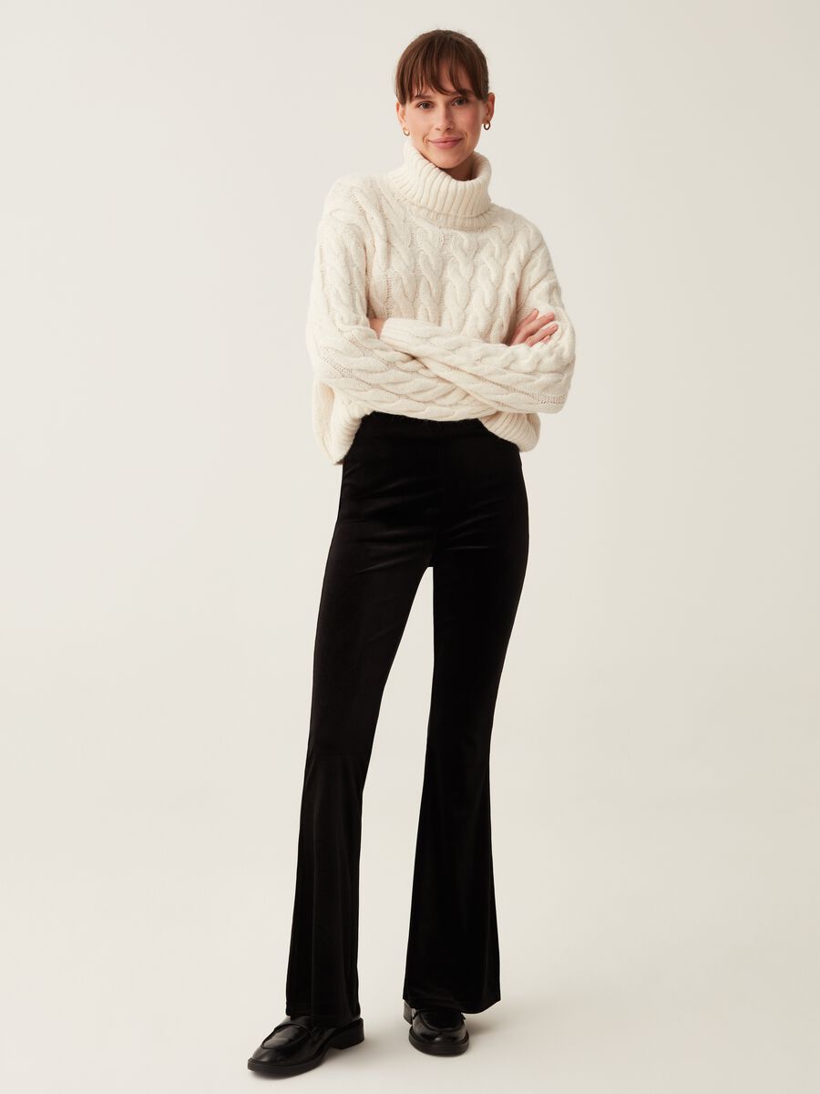 Flare-fit velvet trousers_0