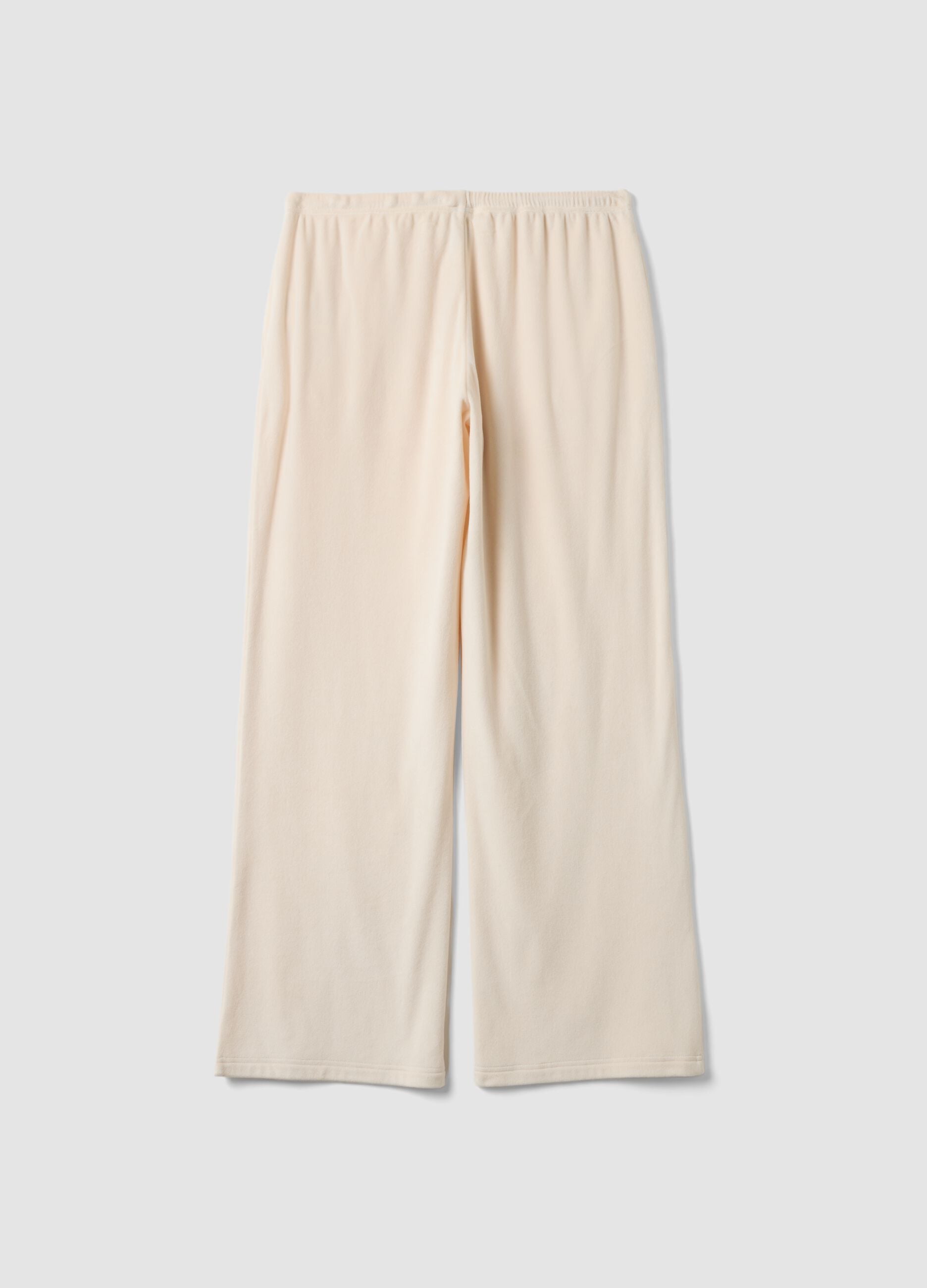 Pantal&oacute;n de pijama blanco de chenilla el&aacute;stica, corte regular
