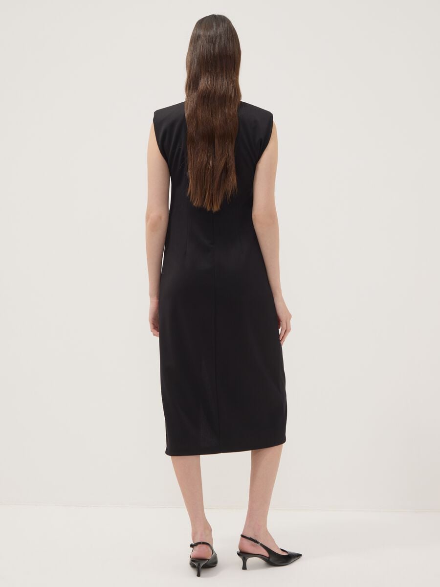Schwarzes Midikleid aus Stretchstoff, Slim Fit_3