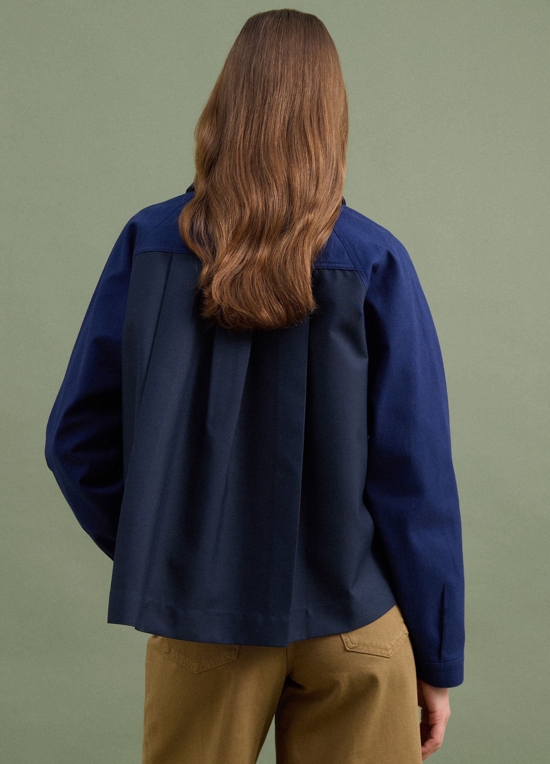 Blue pure cotton regular-fit shacket