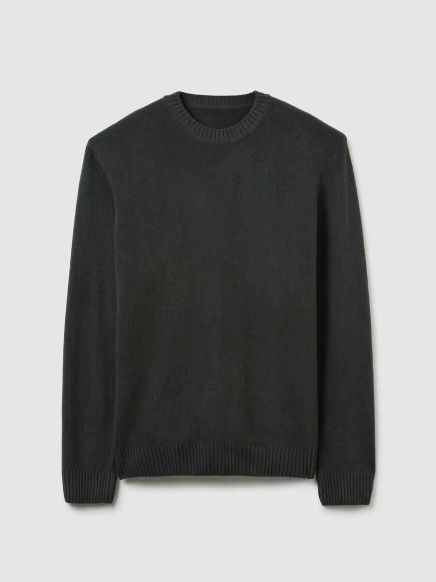 Regular fit grey-blue wool blend sweater_4