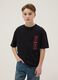 T-shirt infantil de algod&atilde;o puro preto, corte oversized com estampado_0
