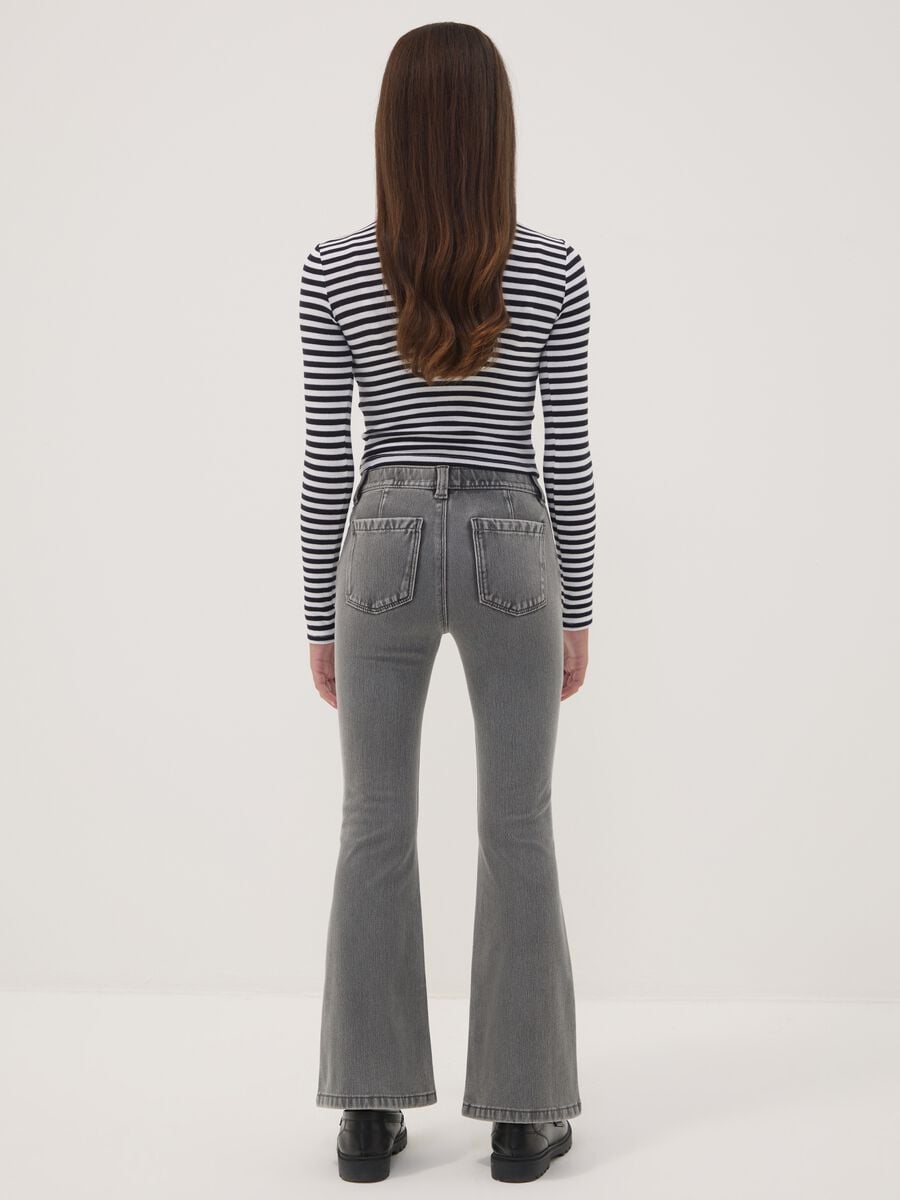 Girls&rsquo; grey flared jeggings in stretch cotton_1