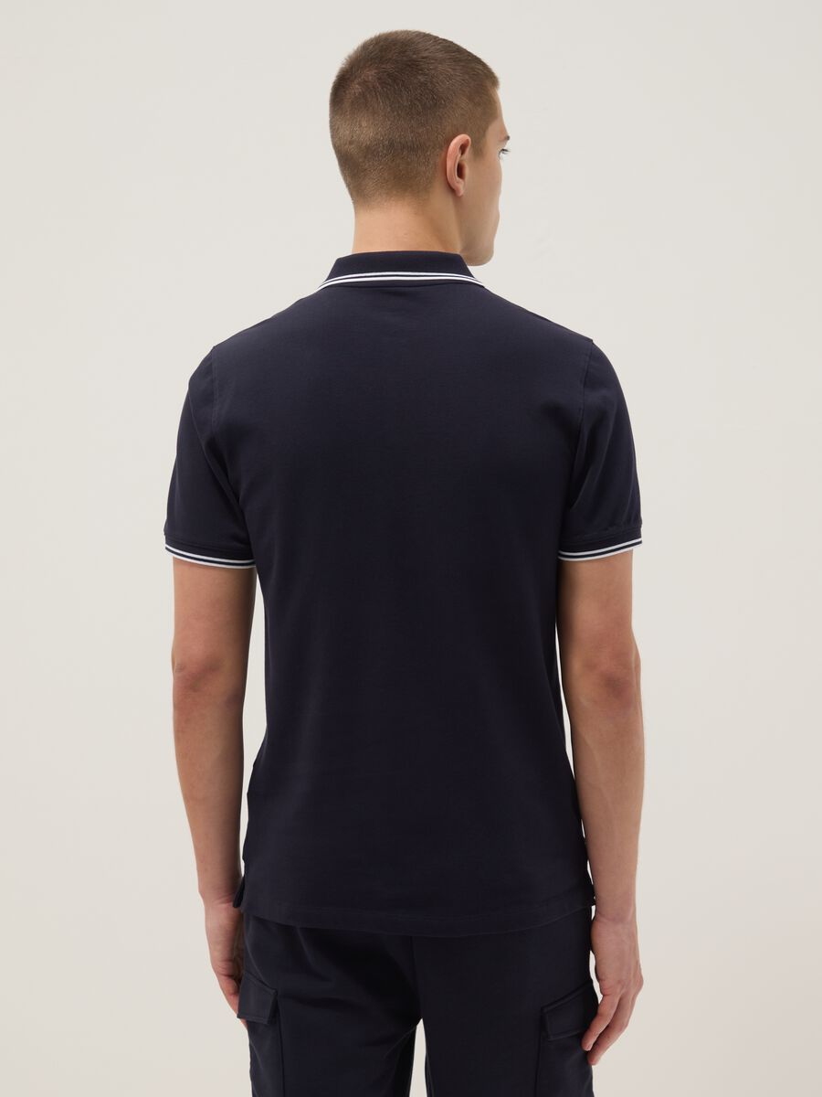 Blue stretch cotton polo shirt, regular fit_3