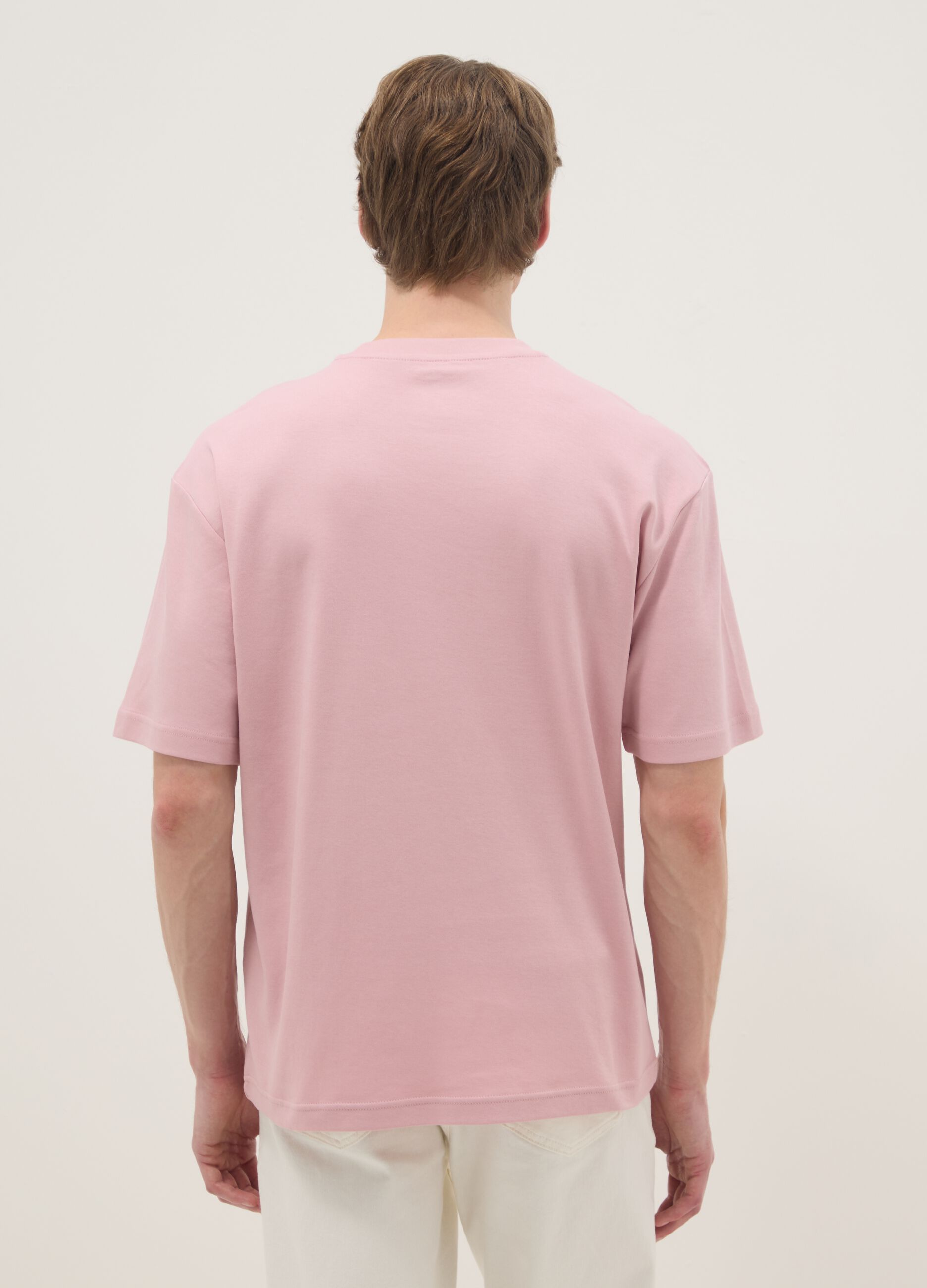 Rosa T-Shirt aus reiner Baumwolle mit kurzen &Auml;rmeln &ndash; Relaxed Fit