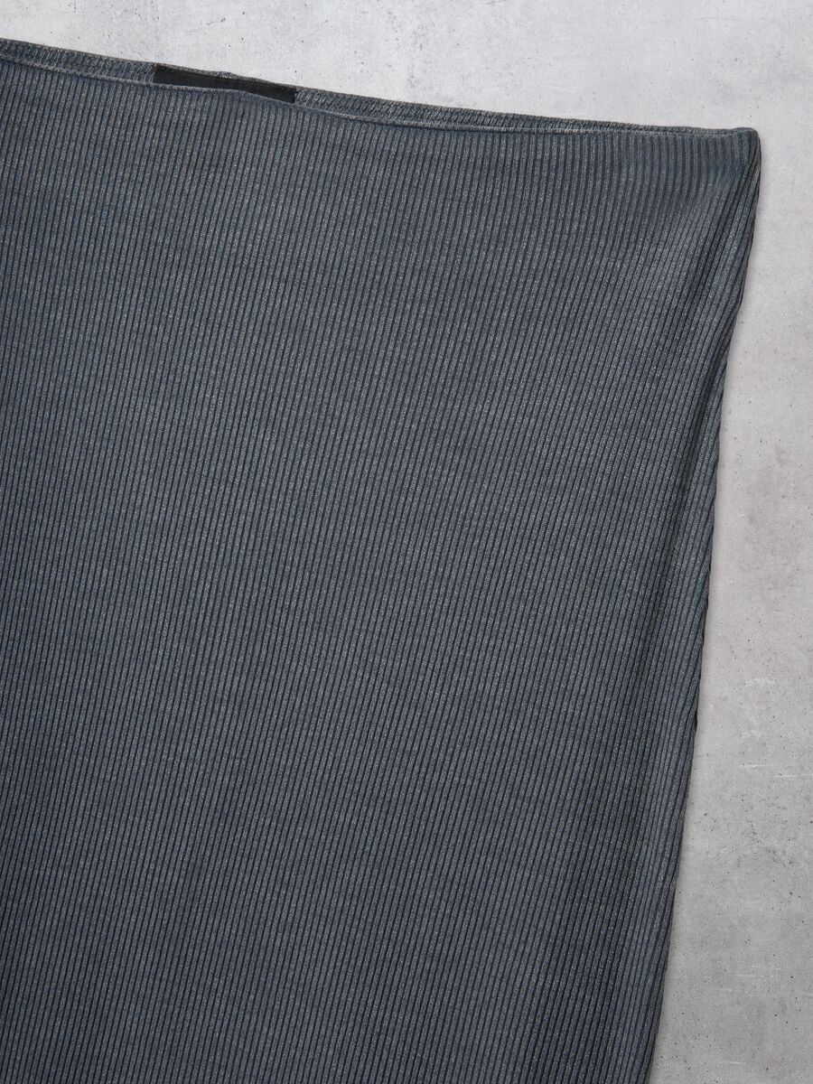 Vintage Grey Ribbed Long Skirt_1