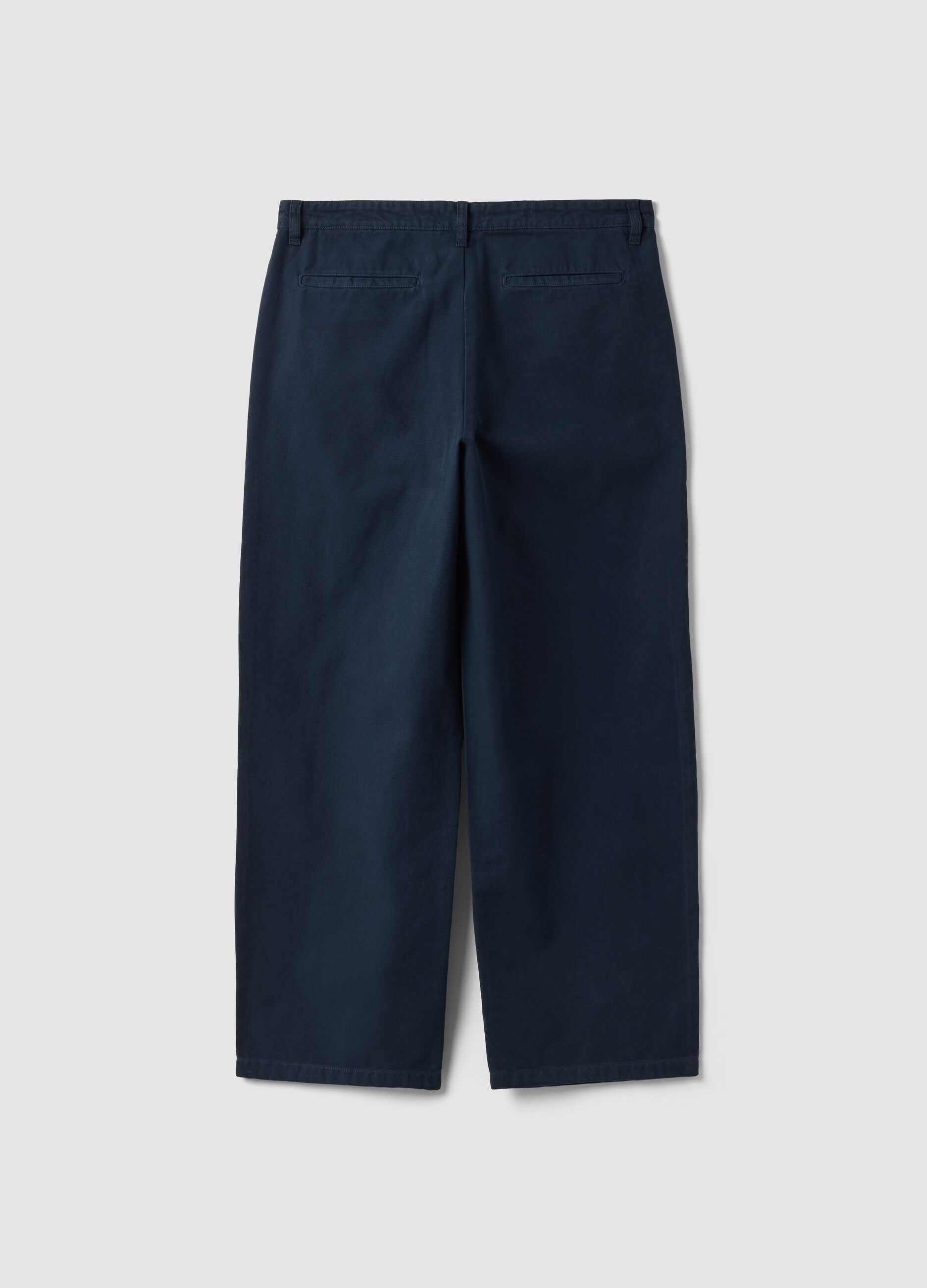 Blue pure cotton barrel-fit chino trousers
