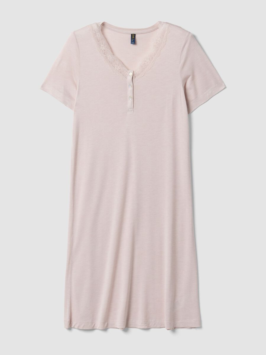 Pink pure viscose V-neck nightdress_4