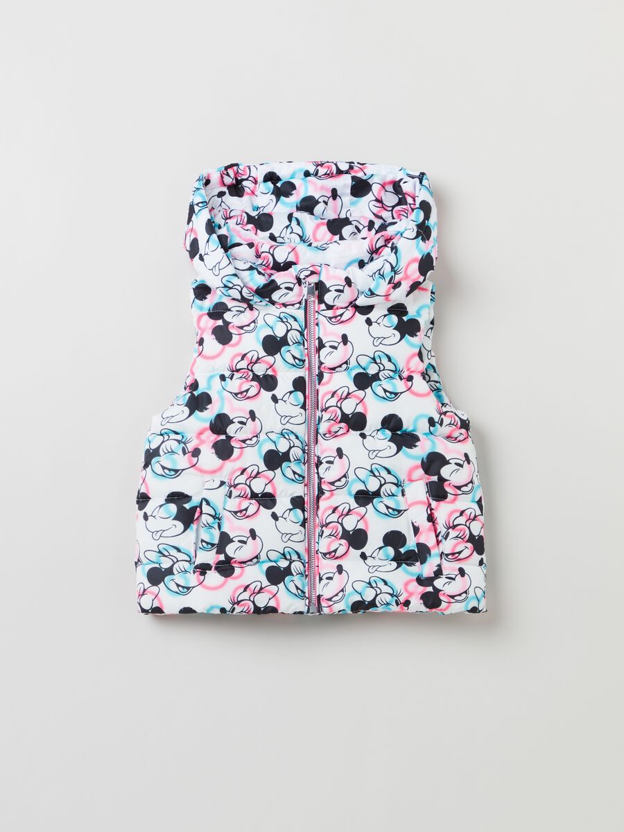 Padded gilet with Minnie and Mickey Mouse print_0