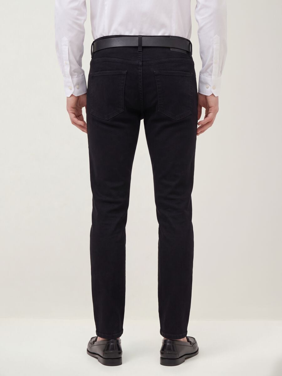 Black cotton and viscose-blend slim-fit jeans_3