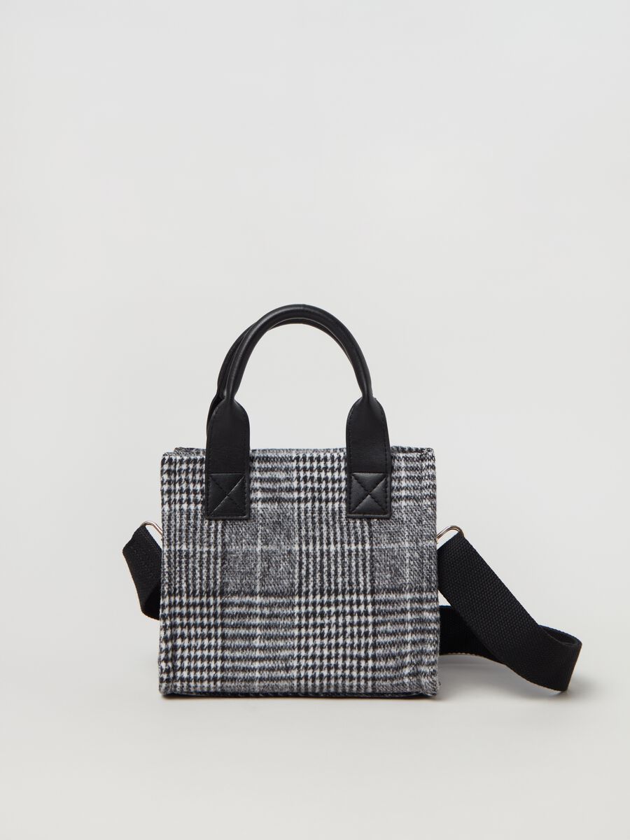 Mini tote bag with houndstooth pattern_0