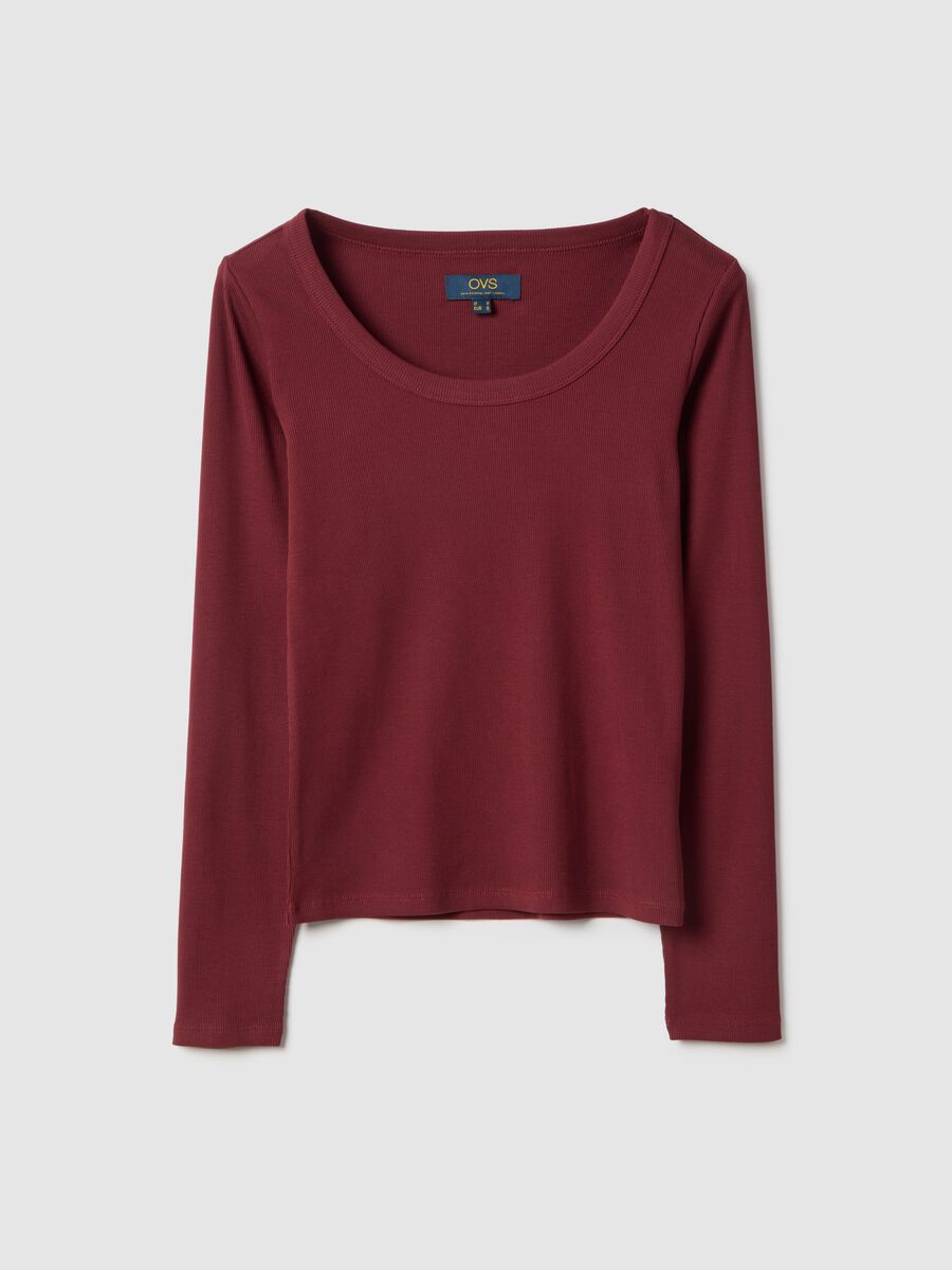 Red pure cotton long sleeve T-shirt regular fit_4