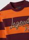 Orangefarbenes, gestreiftes T-Shirt aus reiner Baumwolle mit Rundhalsausschnitt_1