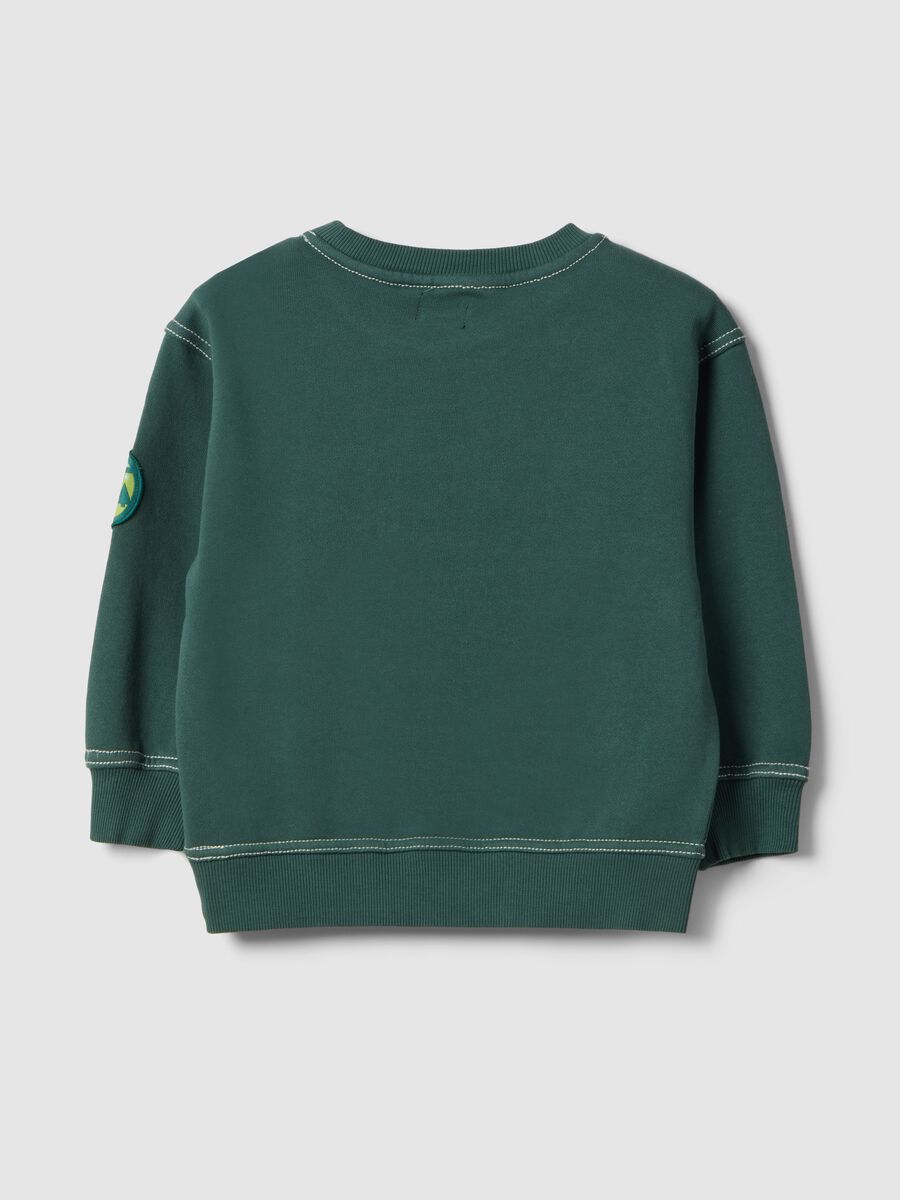 Children's green cotton-blend oversized sweatshirt with embroidery_1