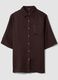 Brown pure linen beach cover-up_0