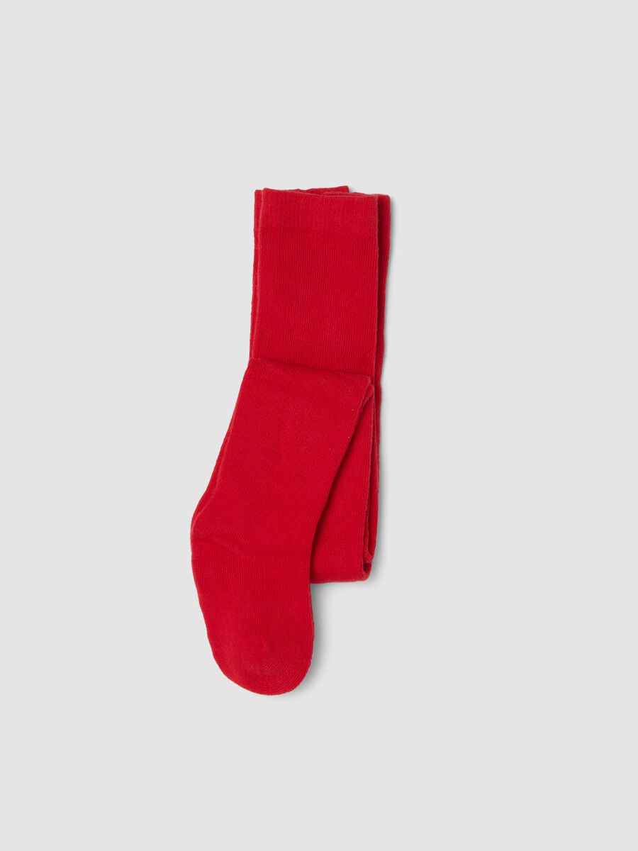 Red organic stretch-cotton tights_0