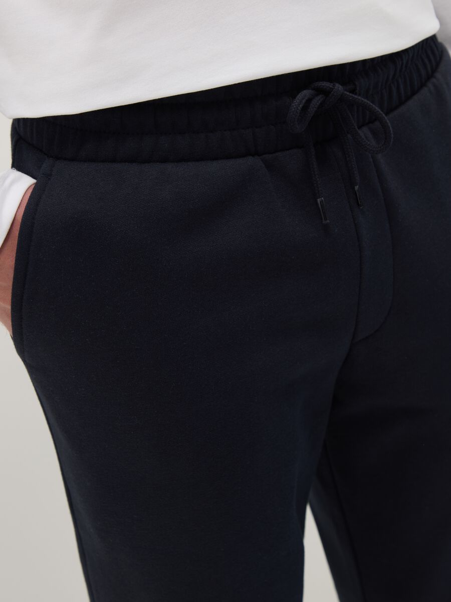 Regular fit blue cotton blend jogger trousers_3