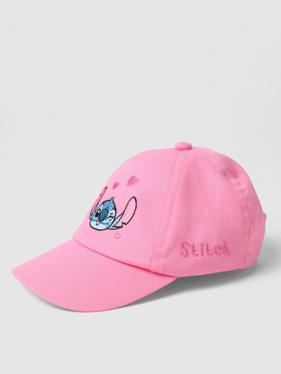 Girls' Pink Pure Cotton Baseball Cap with Stitch_1