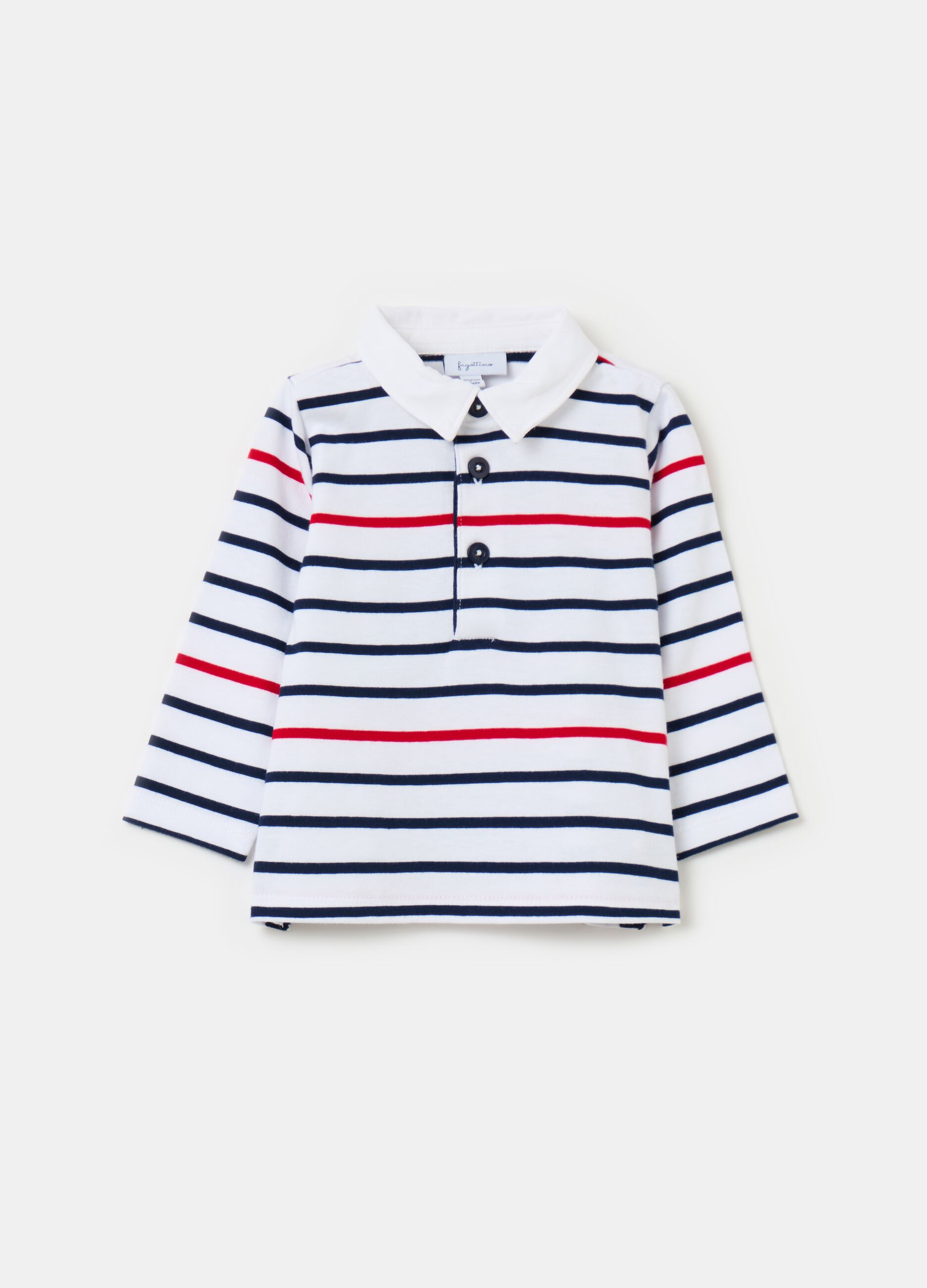 Long-sleeved polo shirt in organic cotton