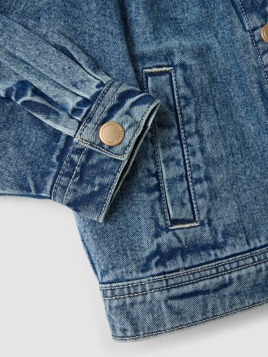 Blue pure cotton jacket with buttons for girls_2