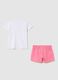 Girls' Summer Set in White and Pink Pure Cotton_1