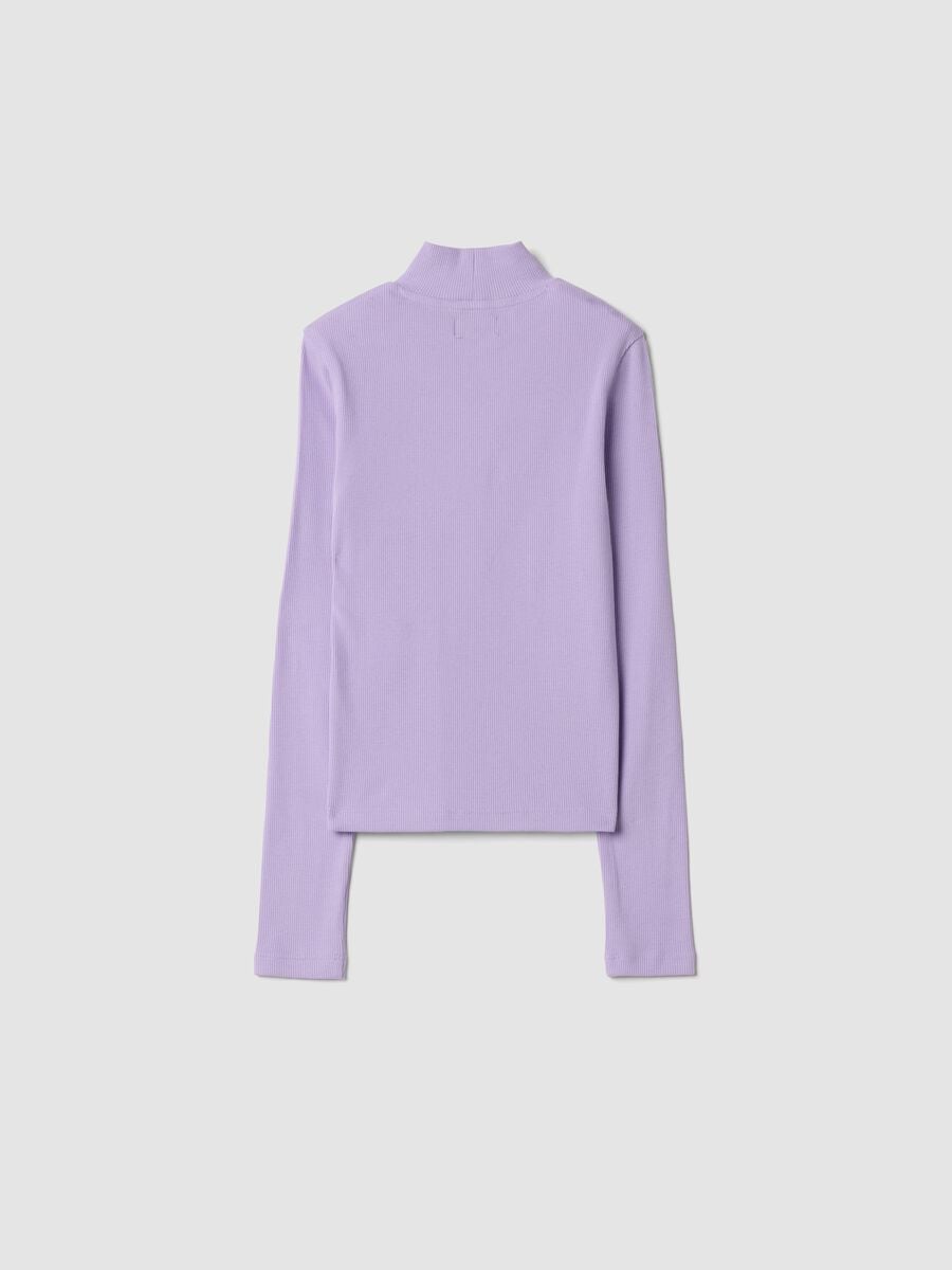 Purple slim-fit ribbed stretch organic cotton T-shirt_1