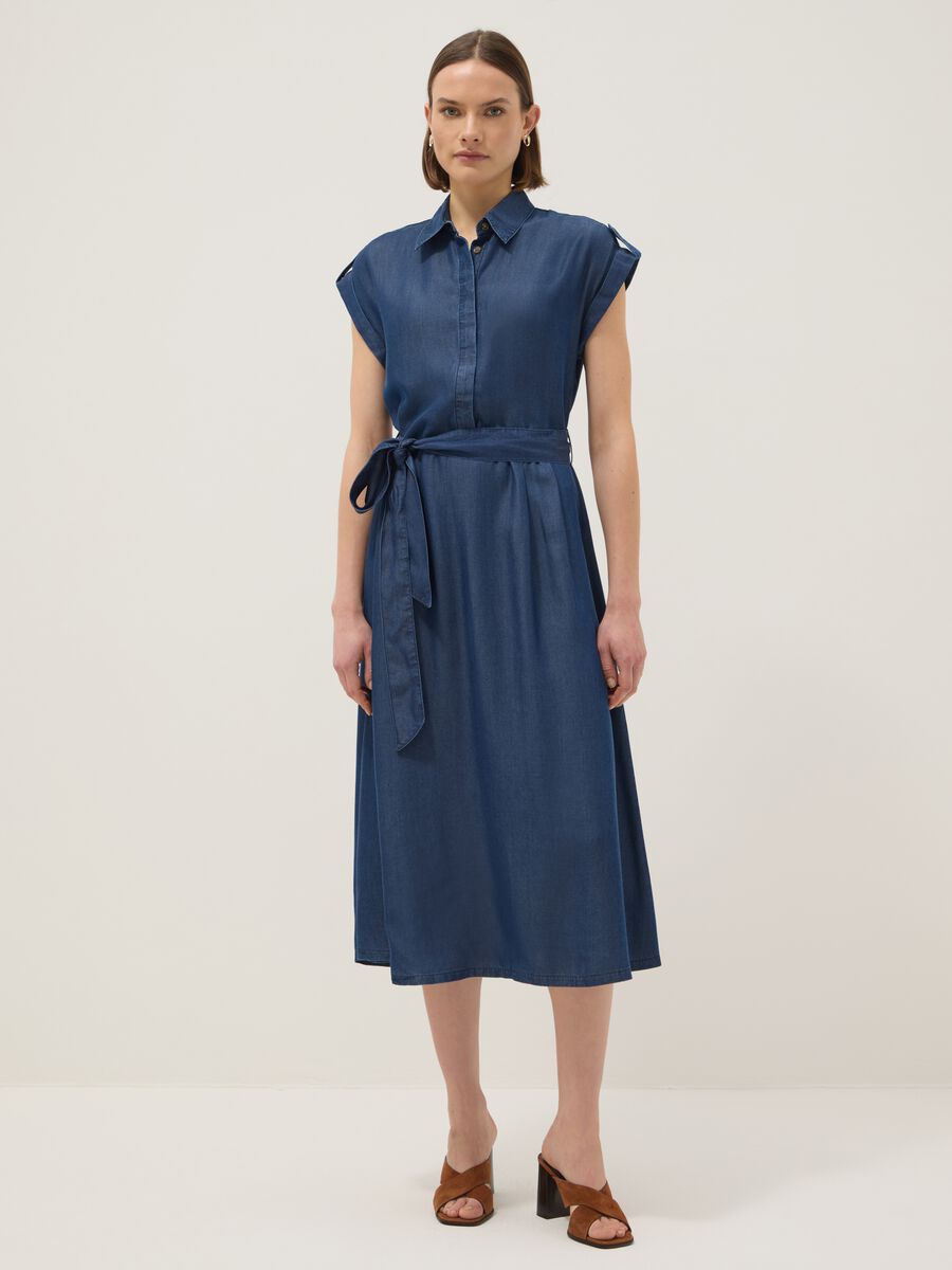 Kleid aus reinem Lyocell in Blau, Regular Fit_1