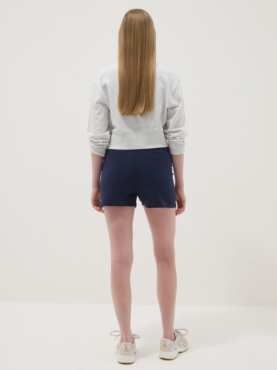 Short azul de algod&oacute;n puro para ni&ntilde;a con cintura el&aacute;stica_1
